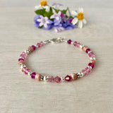 Rhodochrosite and Pink Swarovski Crystals Bracelet