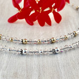 4mm Clear Swarovski Crystals & Natural Quartz Anklet