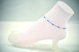 Sterling Silver Tubes With Vibrant Blue Swarovski Crystals Anklet