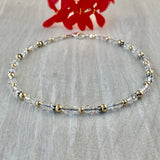 4mm Clear Swarovski Crystals & Natural Quartz Anklet