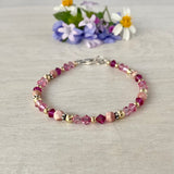 Rhodochrosite and Pink Swarovski Crystals Bracelet