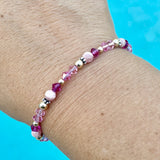Rhodochrosite and Pink Swarovski Crystals Bracelet