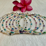 Gold-filled Tubes, Sterling Silver Accents, & Clear Swarovski Crystals Anklet