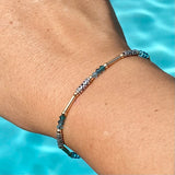 Decorative Sterling Silver Tubes with Gold-Filled Tubes & Ocean Teal Swarovski Crystals (or any color)