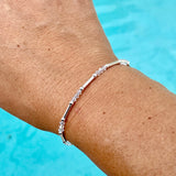 Sterling Silver Tubes Bracelet and Clear Swarovski Crystals