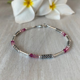Decorative Silver Tube with Pink Swarovski Crystals