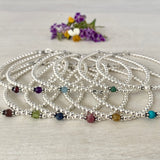 3mm Sterling Silver Shiny Balls & June Pearl Bracelet