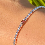 3mm Sterling Silver Shiny Balls & January Garnet Bracelet