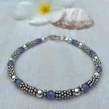 Bali Stacked Sterling Silver & Amethyst Bracelet (Or Stone of Your Choice)