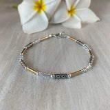 Decorative Silver Tube with Gold-Filled Tubes, Clear Swarovski Crystals & Sterling Silver Beads