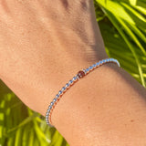 3mm Sterling Silver Shiny Balls & January Garnet Bracelet