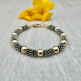 Bali Stacked X-Large Sterling Snowflake Spacer & Silver or Gold Bracelet