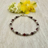 Bali Stacked Sterling Silver & Garnet Bracelet (Or Stone of Your Choice)