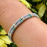 Bali Stacked Sterling Silver & Emeralds Bracelet