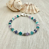 “Little Mermaid” Movie Colors Teal & Purple Child Bracelet with Letters