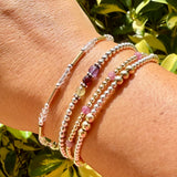 Gold-Filled Tubes Bracelet with 2.5mm Sterling Silver Balls and Clear Swarovski Crystals (or any color)