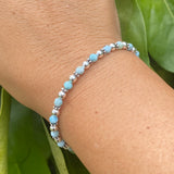 Larimar Stones with 4mm Sterling Silver Bracelet