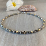 Bali Stacked Small Daisy Spacer Sterling Silver or Gold Bracelet