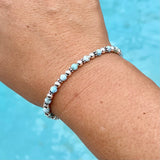 Larimar Stones with 4mm Sterling Silver Bracelet