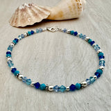 Vibrant Blues Swarovski Crystals Anklet