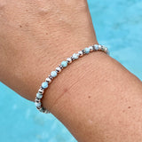 Larimar Stones with 4mm Sterling Silver Bracelet