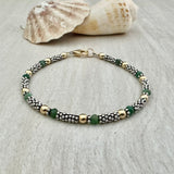 Bali Stacked Sterling Silver & Emeralds Bracelet