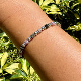 Watermelon Tourmalines with 4mm Sterling Silver Bracelet