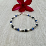 Bali Stacked Sterling Silver & Sapphire Bracelet (Or Stone of Your Choice)