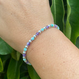 Amethyst & Chrysoprase and 4mm Sterling Silver Bracelet