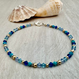 Vibrant Blues Swarovski Crystals Anklet