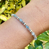 Bali Stacked Sterling Silver & Aquamarine Bracelet (Or Stone of Your Choice)