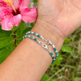 Blue Apatite Stones with 4mm Sterling Silver Bracelet