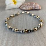 Bali Stacked Medium Sterling Daisy Spacer & Silver or Gold Bracelet