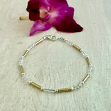 Gold-Filled Tubes Bracelet with 2.5mm Sterling Silver Balls and Clear Swarovski Crystals (or any color)