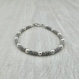 Bali Stacked Medium Sterling Daisy Spacer & Silver or Gold Bracelet