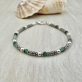 Bali Stacked Sterling Silver & Emeralds Bracelet