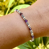 Bali Stacked Sterling Silver & Amethyst Bracelet (Or Stone of Your Choice)