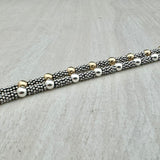 Bali Stacked Medium Sterling Daisy Spacer & Silver or Gold Bracelet