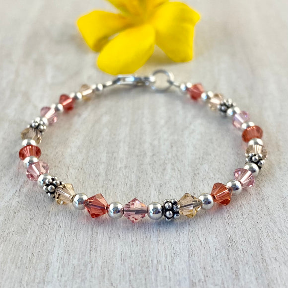 Peach/Coral Child Bracelet with Letters