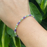 Peridot & Amethyst Stones with 4mm Sterling Silver Bracelet