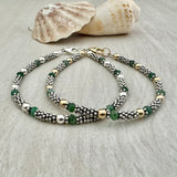 Bali Stacked Sterling Silver & Emeralds Bracelet