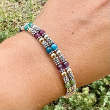 Bali Stacked Sterling Silver & Sapphire Bracelet (Or Stone of Your Choice)