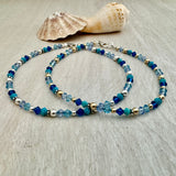 Vibrant Blues Swarovski Crystals Anklet