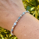 Bali Stacked Sterling Silver & Aquamarine Bracelet (Or Stone of Your Choice)