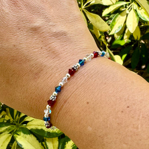 4mm AMERICA Red, White, & Blue Crystals Bracelet