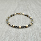 Bali Stacked Medium Sterling Daisy Spacer & Silver or Gold Bracelet