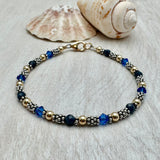 Bali Stacked Sterling Silver & Sapphire Bracelet (Or Stone of Your Choice)