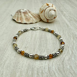 Bali Stacked Sterling Silver & November Citrine Bracelet (Or Stone of Your Choice)