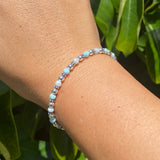 Larimar Stones with 4mm Sterling Silver Bracelet