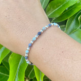 Sapphire & Larimar Stones with 4mm Sterling Silver Bracelet